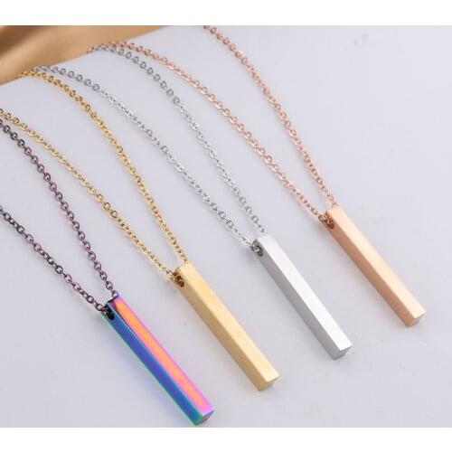 100% Stainless Steel Blank Bar Rectangle Necklace For Engrave 5x40mm Mirror Polished Wholesale 10pcs