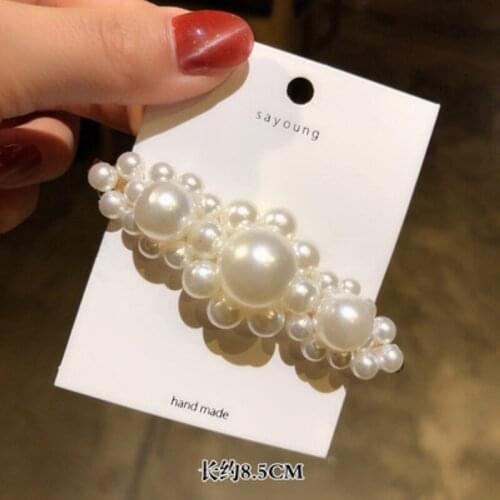 Fashion Pearl Hair Clip for Women Elegant Korean Design Snap Barrette Stick Hairpin Hair Styling Accessories Jewelry Party Gift