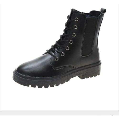 New Autumn Boots Women Shoes Woman Boots Fashion Round PU Ankle Boots Winter Elastic Black Boots Comfortable Boots Large size