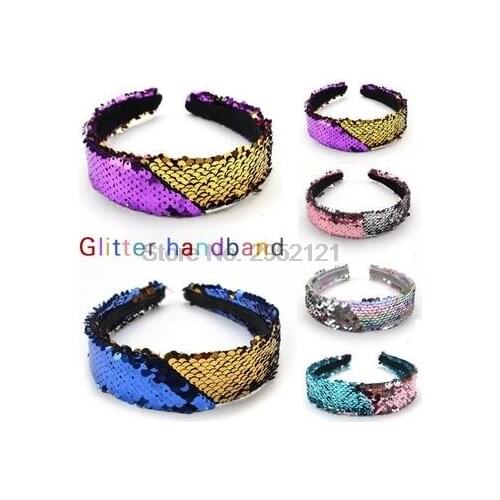 By dhl or ems 100pcs Sequins Headbands for Women Multicolor Star Hair Band Double-sided Headband Hair Hoop Girls hair clips