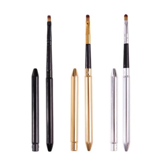 1Pcs Portable Retractable Lip Eyeshadow Foundation Makeup Brush Metal Handle Double-Headed Lipstick Applicator Makeup Tool
