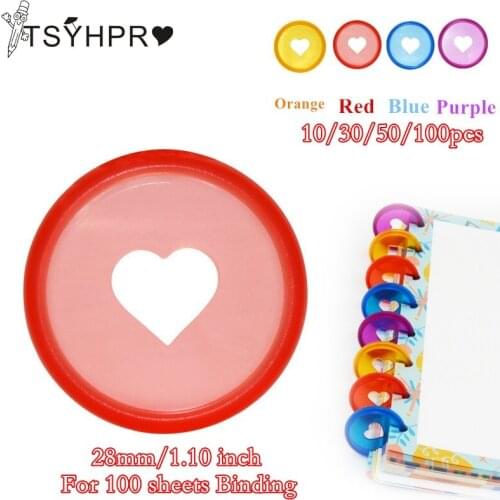 10/30/50/100 Pcs Candy Color Heart Binder Rings for Notebooks/Planner 28mm Diy DiscboundDiscs Loose Leaf Binding Ring