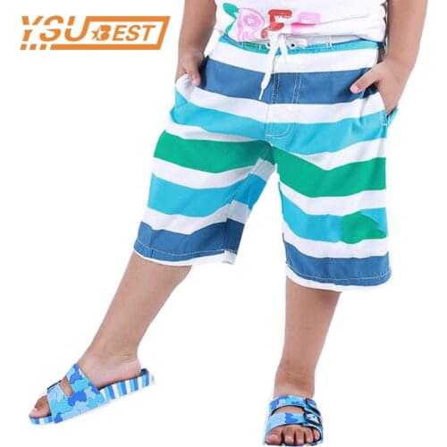 2019 Summer Plus Size Boys Beach Shorts Kids Surf For Swimwear Fashion Stripe Boys Swim Surfing Shorts Board Quick Dry Silver