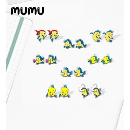 2021 New Flounder Stud Earring Funny Epoxy Jewelry Resin Acrylic Earrings Handmade Gifts Fan