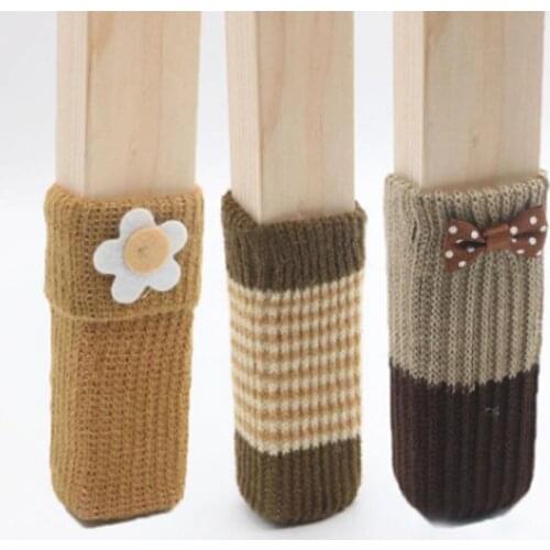 24 Pieces Of Table And Chair Leg Cover Double Thick Knitted Chair Leg Cover Solid Wood Protection Pad Silent Stool Leg Cover