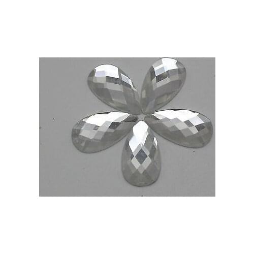 25 Clear Faceted Teardrop Flatback Glass Crystal Rhinestone Gems 12X22mm No Hole