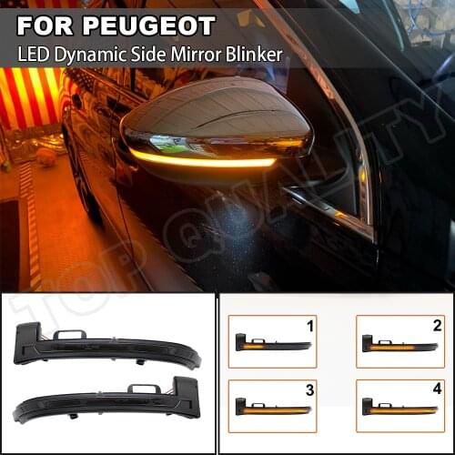 2X Error Free Dynamic Flowing LED Side Mirror Light For Peugeot 308 2013 2014 2015 2016 2017 2018 2019 Turn Signal Blinker Lamp