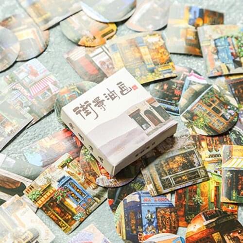 40 Pcs/Set Street View Oil Painting Washi Stickers DIY Scrapbooking Stick Label Diary Album Stickers