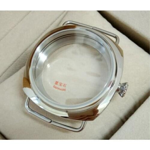 45mm Sapphire crystal Polished Stainless Case Fit 6497-6498 Movement High quality watchcase wholesale 010a