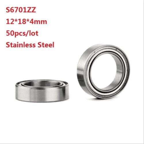 50pcs/lot ABEC-5 S6701ZZ S6701 ZZ 12*18*4mm Stainless Steel Deep Groove Ball Bearing 12x18x4mm 6701ZZ