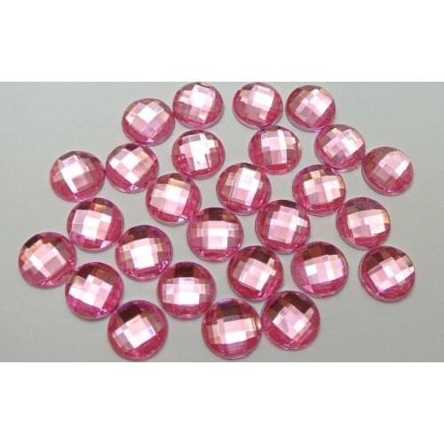 500 Pink Acrylic Flatback Faceted Round Rhinestone Gems 6mm No Hole