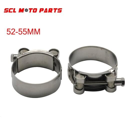 ALconstar-Racing Motorcycle 52-55MM Stainless Exhaust Lap Joint Exhaust Band Clamp Exhaust Sleeve Butt Joint Clamp