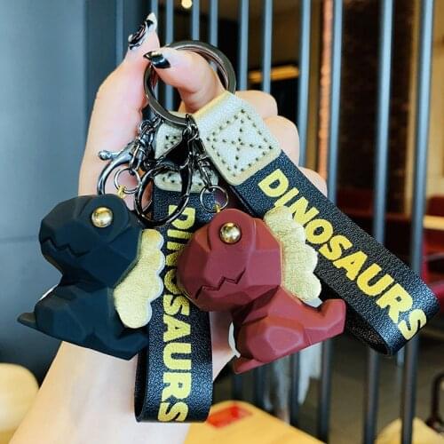 Cartoon Fashion Geometric Faceted Dinosaur Doll Keychain Women Student Cute Car Key Chain Pendant Accessory Couple Jjewelry Gift