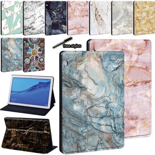 PU Leather Stand Cover for Huawei MediaPad T3 8.0"/T3 10 9.6"/T5 10 10.1"/M5 Lite 10.1"/M5 10.8" Marble pattern Tablet Case