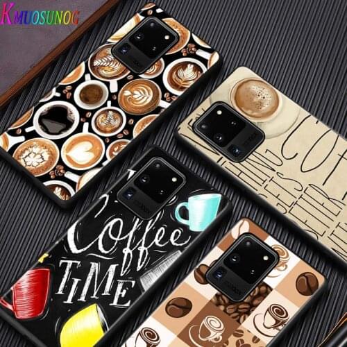 Coffee Time illustration for Samsung Note 20 S20 Ultra Plus A91 A71 A51 A41 A31 A21 A21S A11 A01 Bright Black Phone Case