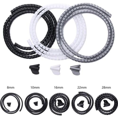Computer Cable Holder Organizer Length Flexible Spiral Tube Organizer Wire Management Cord Protector Cable Winder Wrap Clip