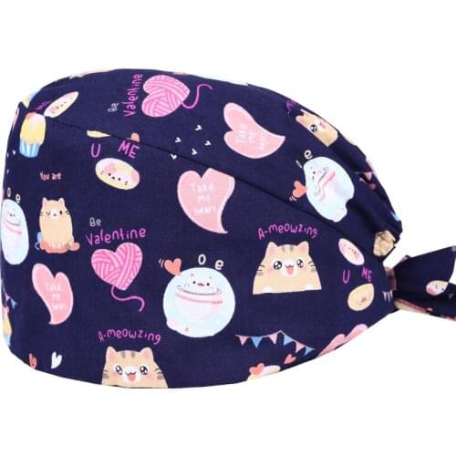 Surgicals hat new Unisex cartoon anime print hat adjustable frosted cap beauty salon care cap laboratory pet shop caps cat caps