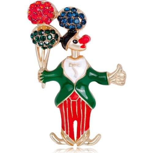 HOSENG Street Clown Alloy Brooch Christmas Gift Enamel Jewelry Woman Man Jacket Collar Pin Clothing Accessories HS_822