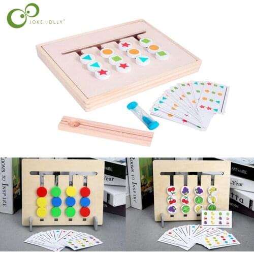 Montessori Toy Colors and Fruits Double Sided Matching Game Logical Reasoning Training Kids Educational Children Wooden Toy ZXH