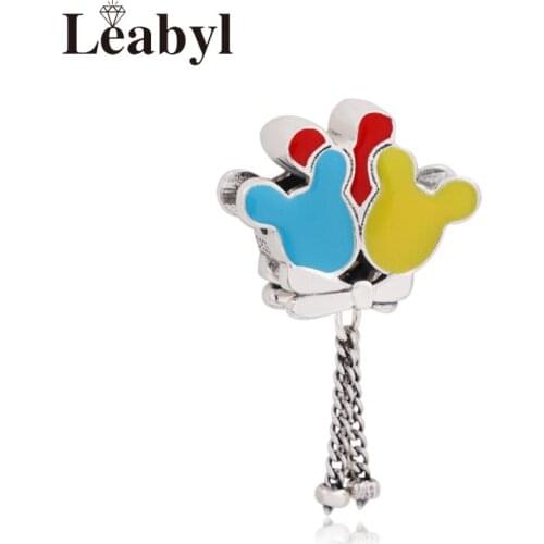Leabyl Classic Colorful Enamel Mickey Tassel Charm Pendant for DIY Bracelet Necklace
