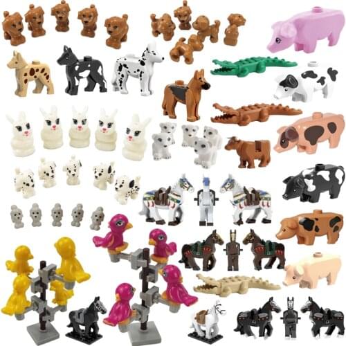 Locking City Animals Pet Horse Parrot Building Blocks Educational Toys Model Compatible Citys Animal Suit Gifts For Children