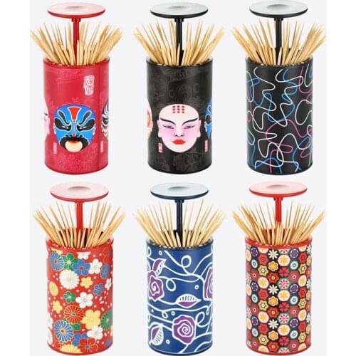 Creative Toothpick Box Chinese Personality Portable Living Room Home Automatic Pressing Toothpick Holders E2S