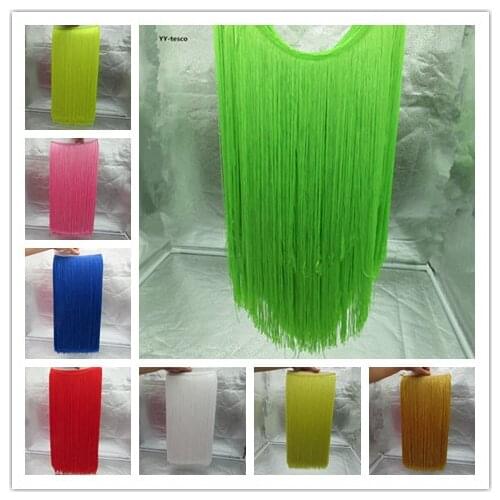 YY-tesco 1 Yard 50CM White Long Lace Tassel Fringe Lace Trim Ribbon Sew Latin Dress Stage Garment Curtain DIY Accessories