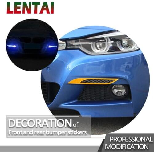 LENTAI Front And Rear Bumper Reflective Stickers Car-styling For Skoda Rapid Fabia Superb VW Passat B6 B5 T5 Renault clio Logan
