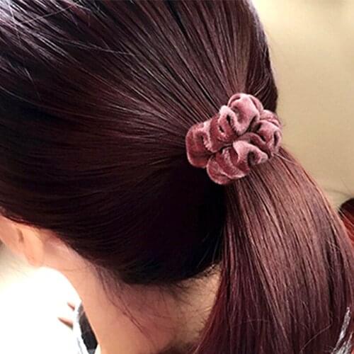 Hot Sale 1PC 10Colors Solid Velvet No Crease Women Promotional Elastic Hair Ropes Hair Accessories