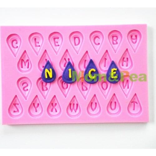 Mom&Pea 0754 Free Shipping Water Drop Letters Shaped Silicone Mold Cake Decoration Fondant Cake 3D Mold Food Grade