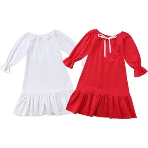 New 2020 Cute Toddler Kids Baby Girl Princess Wedding Cotton Dress Nightgown Night Ruffle Dress Outfits