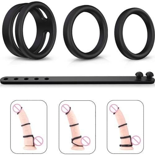 Men Soft Flexible Silicone Penis Lock Cock Ring Delay Time Set Adult Sex Toys