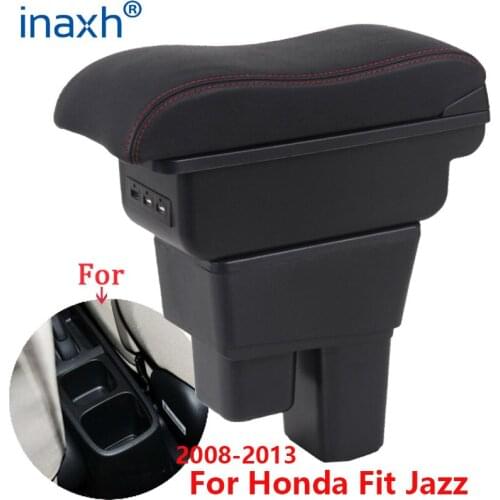 For Honda Jazz Armrest box For Honda Fit Jazz 2 Car Armrest 2008-2013 2009 2010 2011 2012 Arm Storage box car accessories