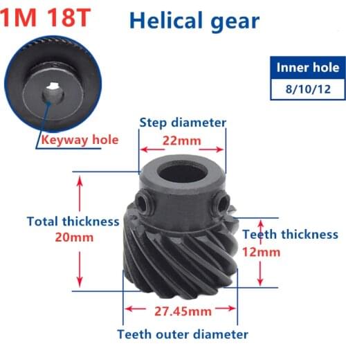 Custom helical teeth 1Mod 18 teeth / T spiral / staggered / 45 degree helical gear steel gear cnc