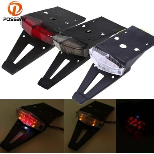 POSSBAY 1 Piece Motorcycle LED Taillight Rear Red Brake Light Motorbike Fender Stop Turn Signal Lights 12V Universal for Honda