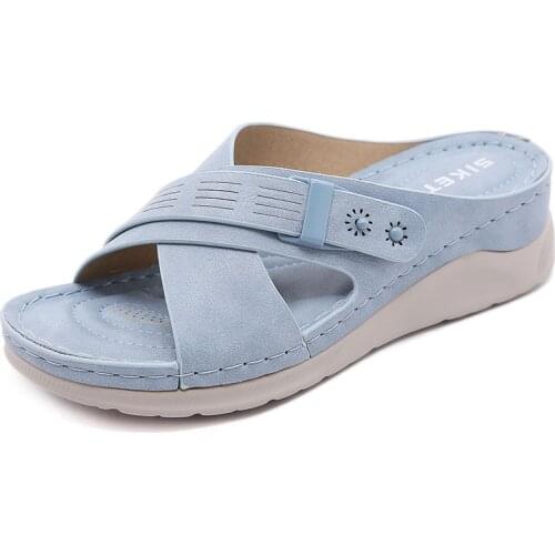 2021 Summer Beach Shoes Ladies Slippers Thick Sole Women Wedges Shoes Summer Holiday Slippers Big Size 42 A3270