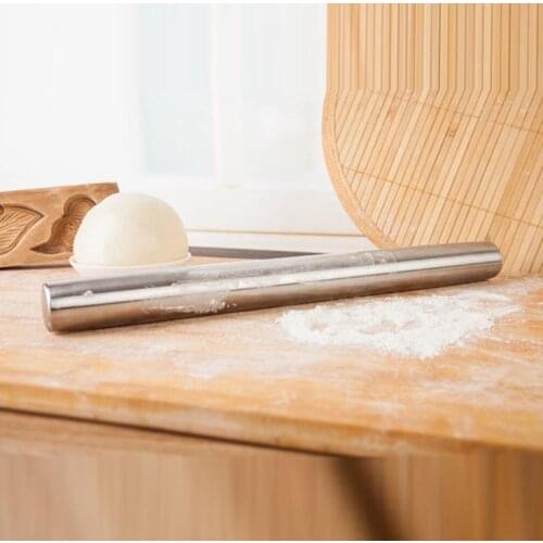 20pcs 38cm Stainless Steel Fondant Rolling Pin Baking Rough Clay Pizza Pasta Roller Non Stick Cake Accessories SN1002