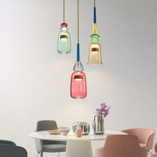 Modern colourful glass hanging lamps nordic pendant lights lighitng living room home decor hanglamp LOFT kitchen light fixtures