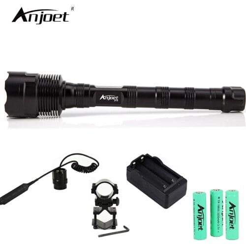 ANJOET Single file Tactical Flashlight Aluminum Alloy Lantern 6000Lm XML 3xT6 camping light 1 Mode LED Torch 18650 Battery