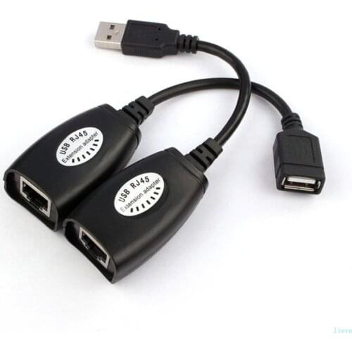 USB2.0 Extension Extend Adapter Male & Female Up To150ft Using CAT5/CAT5E/6 RJ45 Lan Network Ethernet Repeate Cable For Laptops