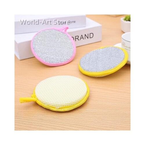 Independent Packaging round Double-Sided Spong Mop Bowl Dish Towel Dish Brush Dishcloth Oil-Free Scouring Pad