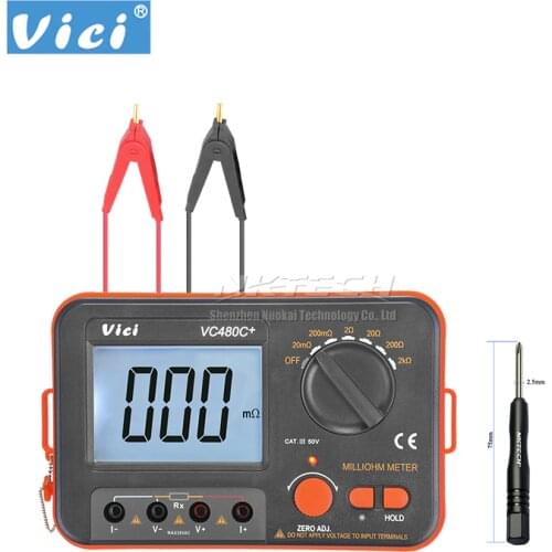 VICI VC480C+ Digital Low Resistance Meter 4-Wire Milliohm Tester Ohmmeter Diagnostic-tool Multimeter Backlight 1999 Counts LCD