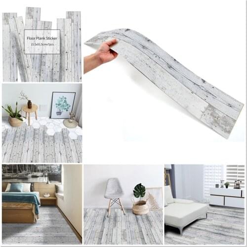 Grey Imitation Wood Grain Floor Sticker Waterproof Vinyl Vintage DIY Wallpaper Covering For Bedroom Kitchen Peel And Stick Decal