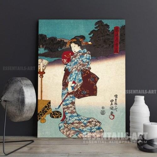 Japanese style Geisha Ukiyoe Vintage Canvas Wall Art Painting Decor Bedroom study Living kid Room Home Decoration Prints