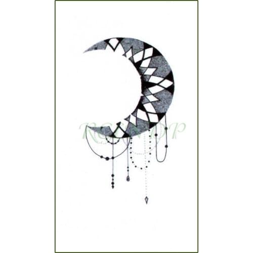 Waterproof Temporary Tattoo Sticker Moon Hanging Chain Rhombus Geometry Tatto Flash Tatoo Fake Tattoos Art for Men Women