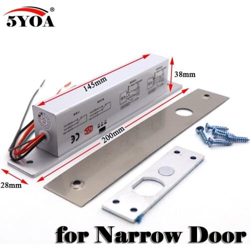 Narrow Door Electric Bolt Mortise Lock for Door Lock Access Control DC 12V Stainless Steel Fail Safe Secure NC NO Electronic
