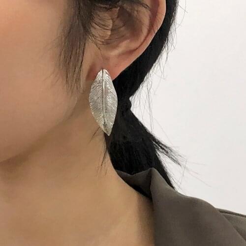 Lalynnly Vintage Gold Silver Color Leaf Earrings for Women 2020 New Trendy Statement Wedding Ear Jewelry Accessories Gift E8778