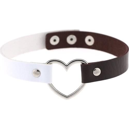 2021 Fashion PU Leather Heart Choker Necklace Women Chocker Necklaces Punk Statement Jewelry Collier Wedding Bride Jewelry Gift