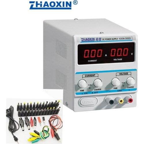 0.1V 0.01A KXN-305D 30V 5A DC power supply switching power supply laptop repair + 39pcs DC conversion head + Alligator clips