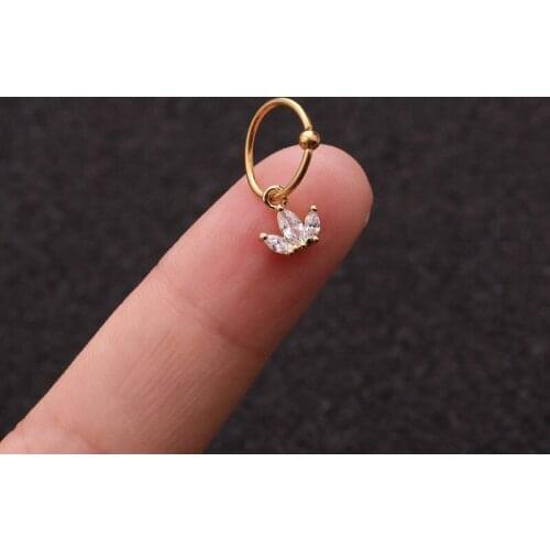 1 PCS Trendy Small Zircon Geometric Crown Charm Ear Hoop Cuff Earring Women Men Classic 8mm Closed Circle Piercing Ear Jewelry